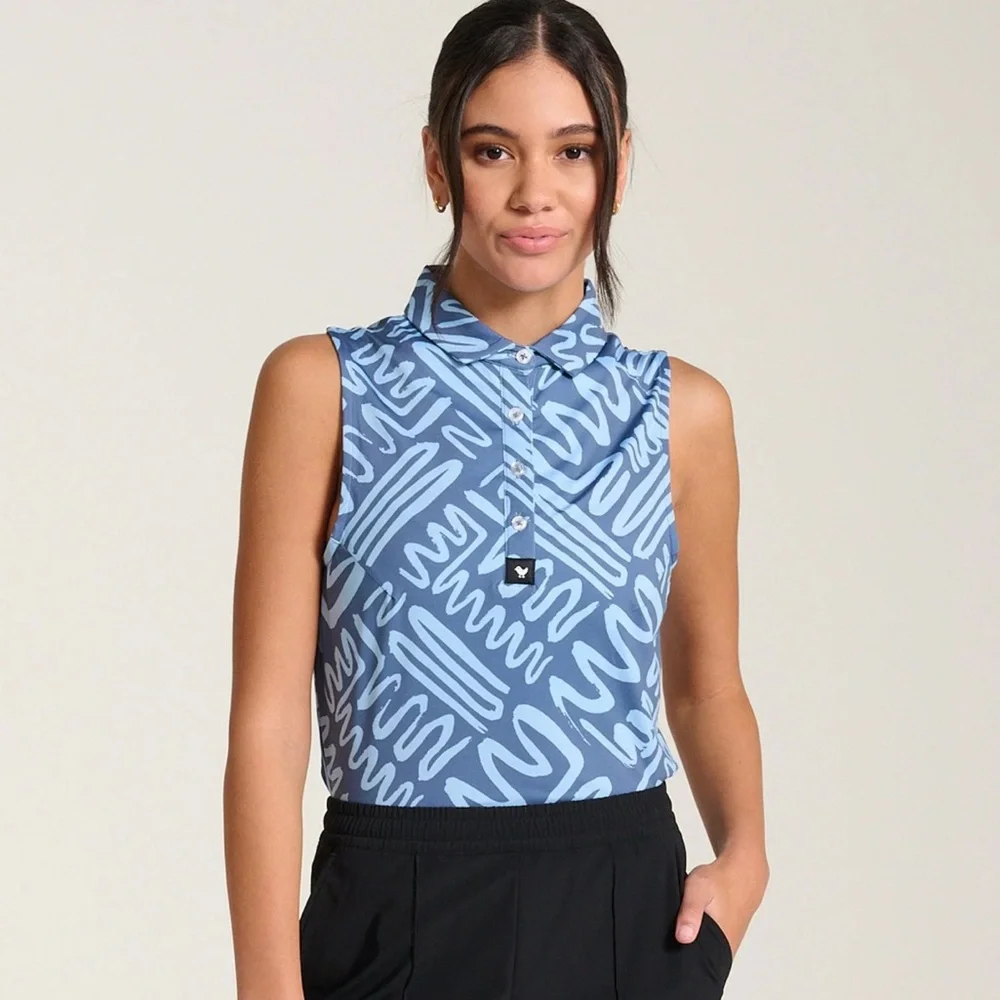 Bad Birdie Mazed & Confused Sleeveless Performance Polo - M - Picture 2 of 7